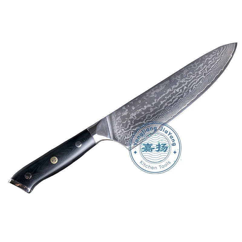 (L3567)Professional 8 Inch Japanese 67 layers VG-10 Damascus steel kitchen chef knife with G-10 mosaic revit handle
