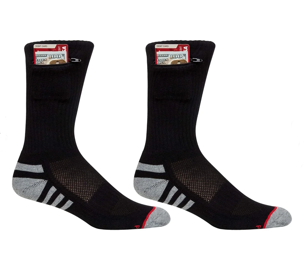 TA2521 Wholesale Comfort High Quality Mens Black Eco Friendly Bamboo Pocket Zip Cotton Socks