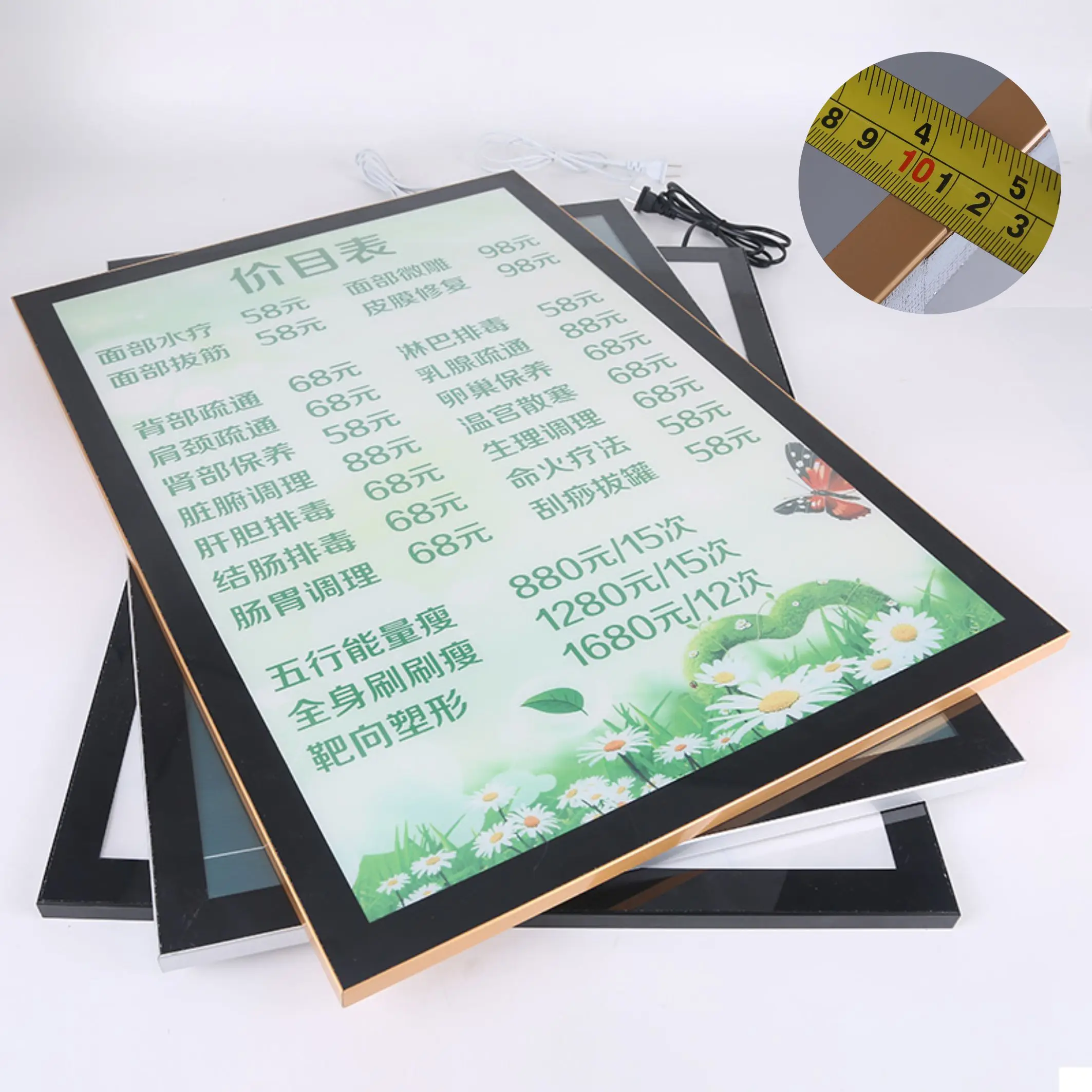 
Mall Store Restaurant Aluminum Picture Poster Frame Advertising Acrylic Led Magnetic Light Box 