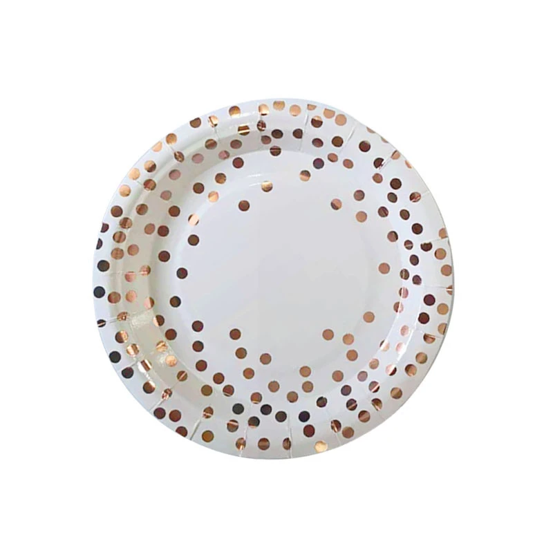 Eco-friendly Disposable Dinnerware Set Biodegradable Paper Plates Elegant Rose Gold Paper Plates