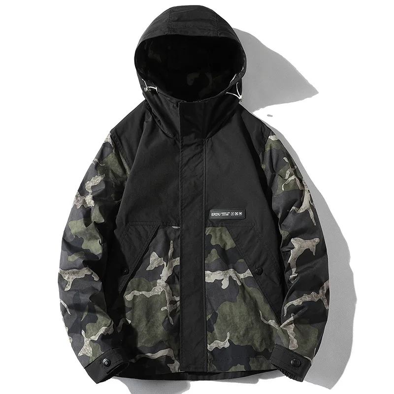 New age season popular logo Lunan Clothing | 2021 han edition loose camouflage jacket male hooded men coat