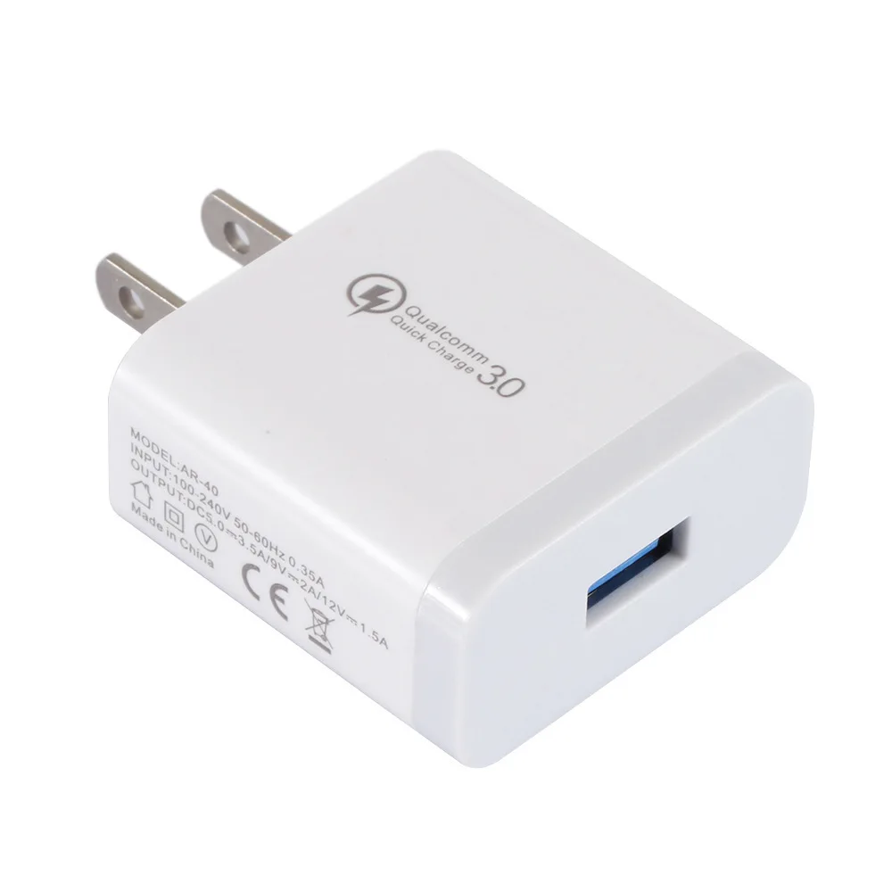 US EU Standard QC3.0 Android IOS 5V 9V 12V Mobile Phone Single Quick Charger