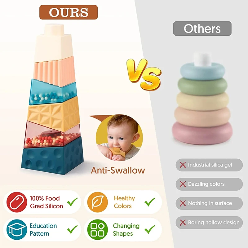 Irregular layered baby balanced stacking height 0-1 year old newborn early education building block toys