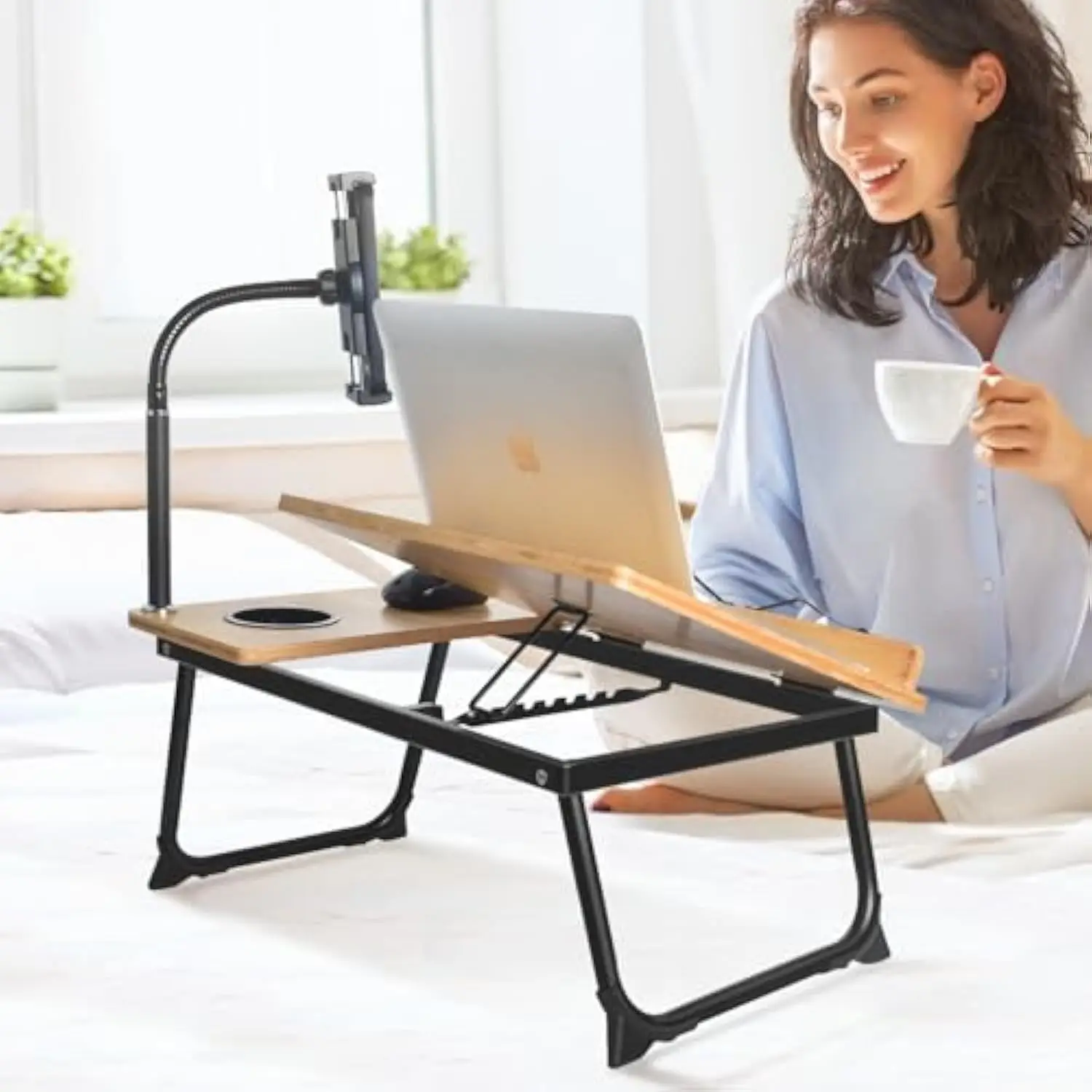 Unique style showcasing personal taste Portable Bamboo lap computer stand For Home office