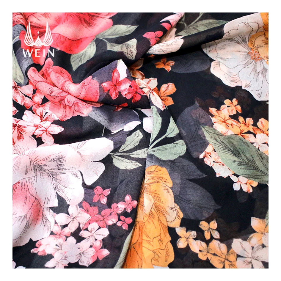 WI- A08 необычный дизайн жемчужный шифоновый жоржет полиэстер большие цветы простая шифоновая ткань для женского платья