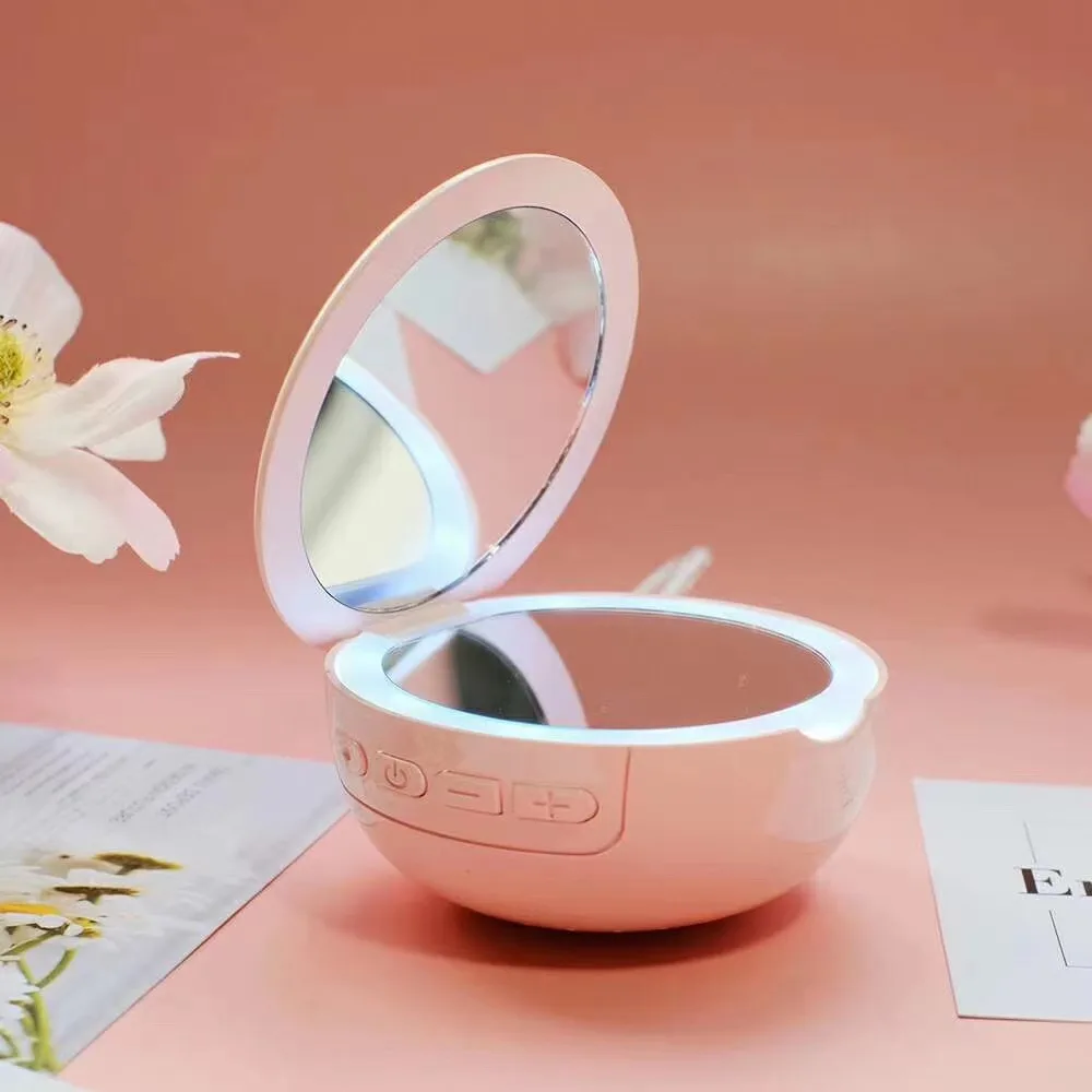 
 Мини беспроводной умный динамик 3 в 1 с USB-зарядкой, портативное зеркало для макияжа со светодиодной подсветкой  