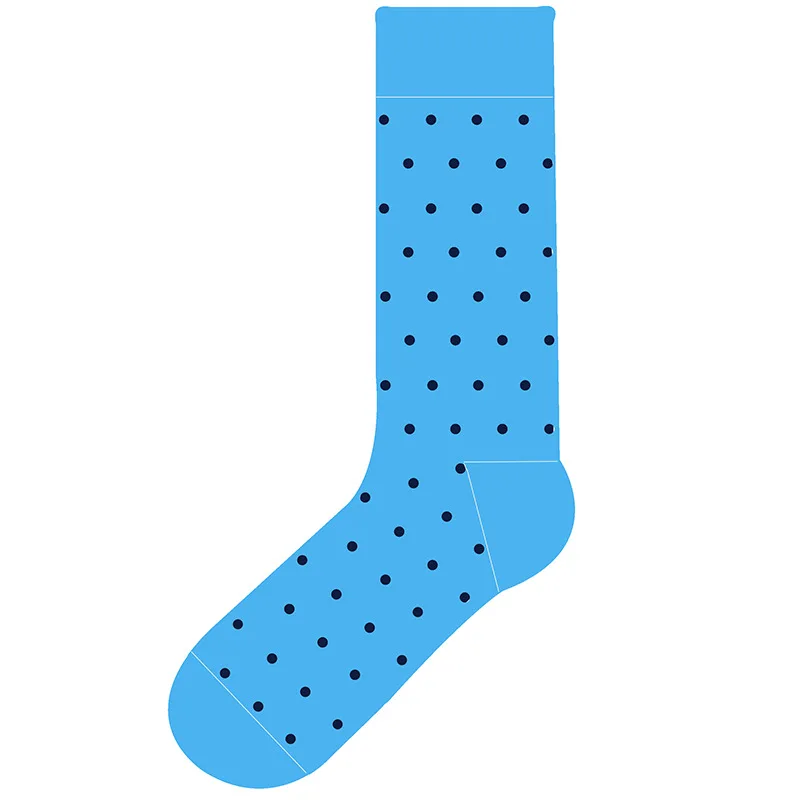 Casual premium mid calf socks unisex striped combed cotton crew business polka dot socks men simple socks