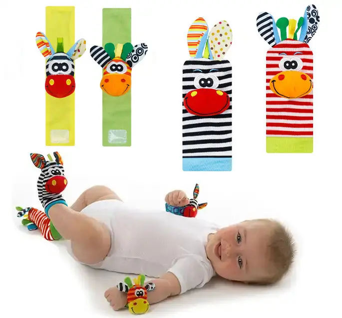 Cute Animal Rattle Baby Socks and Wrist Strap Baby Plush Socks 0-12 Months at Low Price