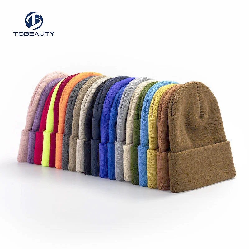 Оптовая продажа высококачественная повседневная теплая зимняя шапка Классическая акриловая пустая вязаная с логотипом на заказ одну манжету для мужчин и женщин