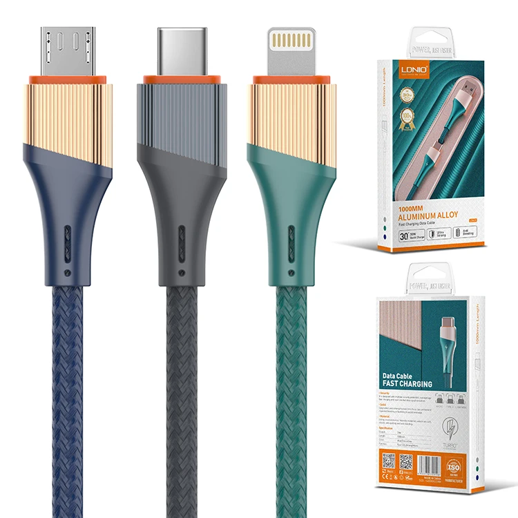 LDNIO LS631 30 Вт зарядный кабель для iPhone Быстрая зарядка Передача данных USB для Lightning Тип C Micro Type C кабели
