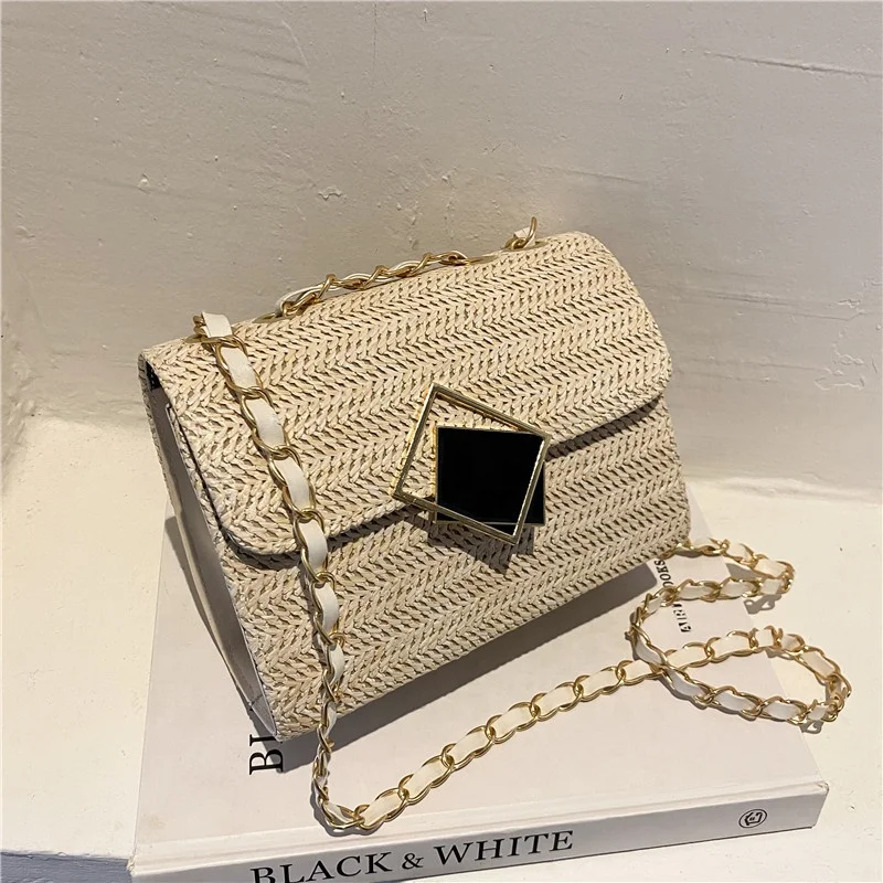 China Wholesale Handbags Knit Straw Square Ladies Crochet Rattan Handbag Wallets Crossbody Bags