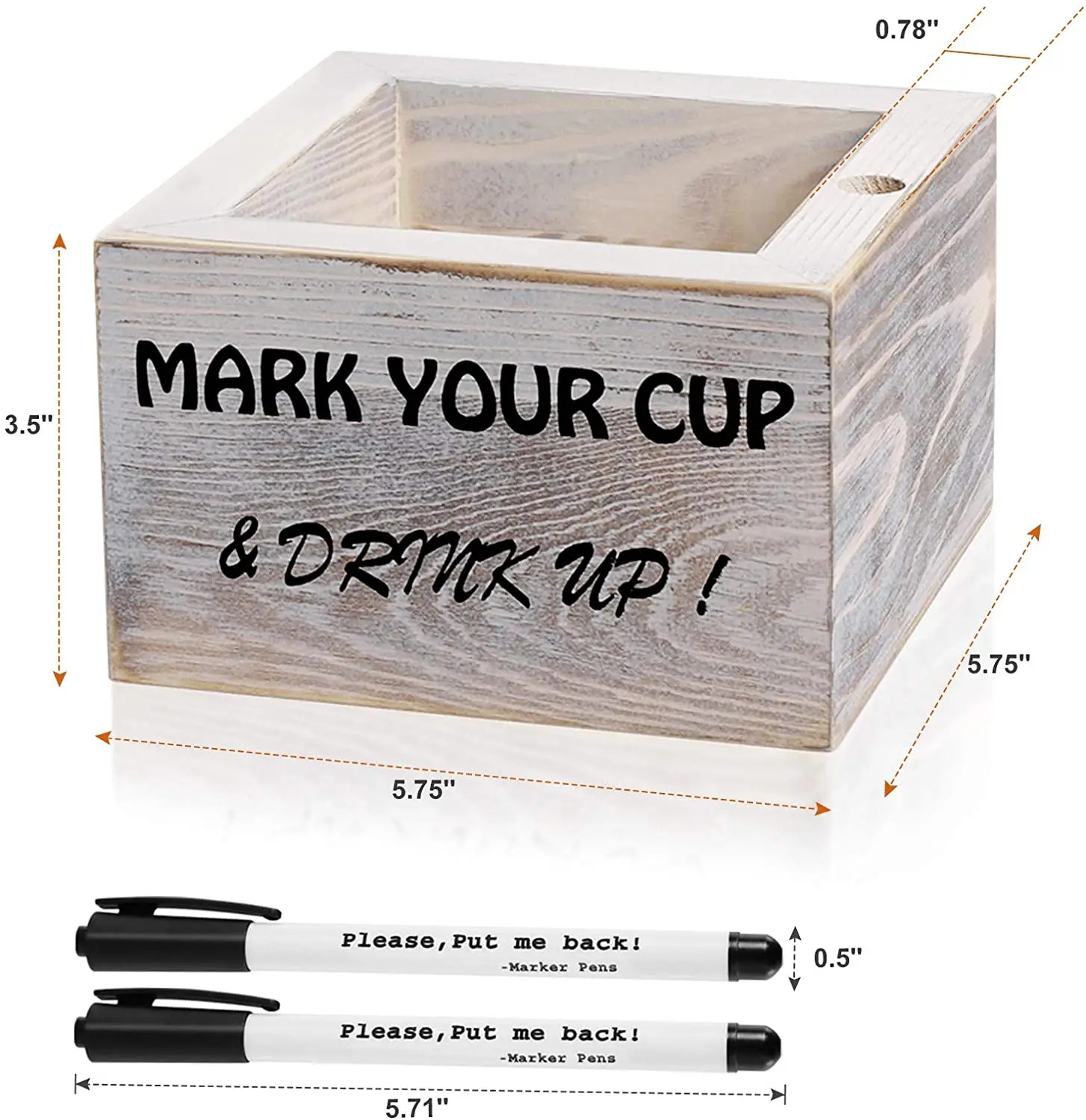 Outdoor Rustic Drink Caddy Dispenser Bar BBQ Decor Mark Your Cup and Drink up Wood Party Solo Cup Holder with Marker Slot