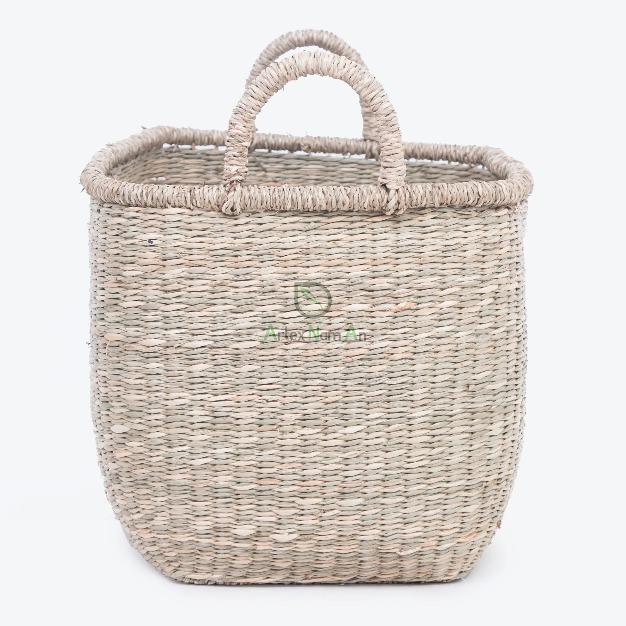 Newest Home Storage Organizer Foldable Laundry Basket Woven Natural Seagrass Baskets Vietnam Supplied Dual Material Plastic PC