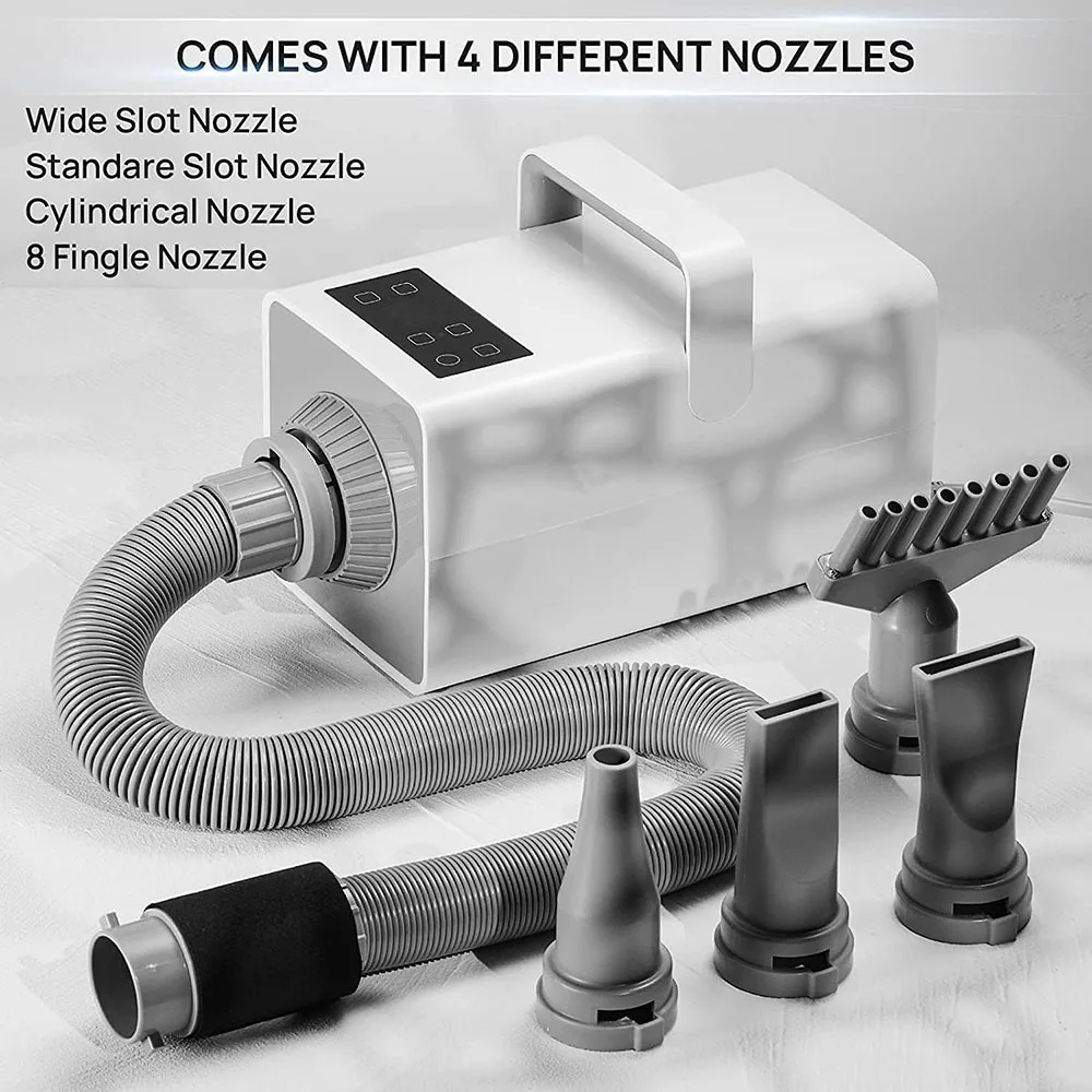 Adjustable 2800W Pet Dog Hair Dryer Anion Speed Dog Grooming Blaster 4 Nozzles Temperature-adjustable Airflow