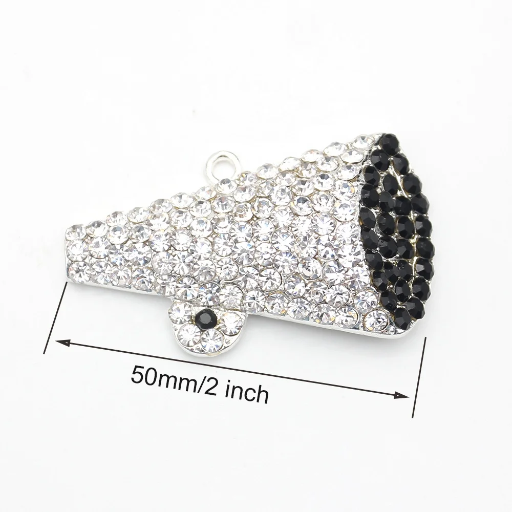 Funny Chunky Rhinestone Crystal Enamel Cheerleader Cheer Megaphone Toggle Pendant for Necklace