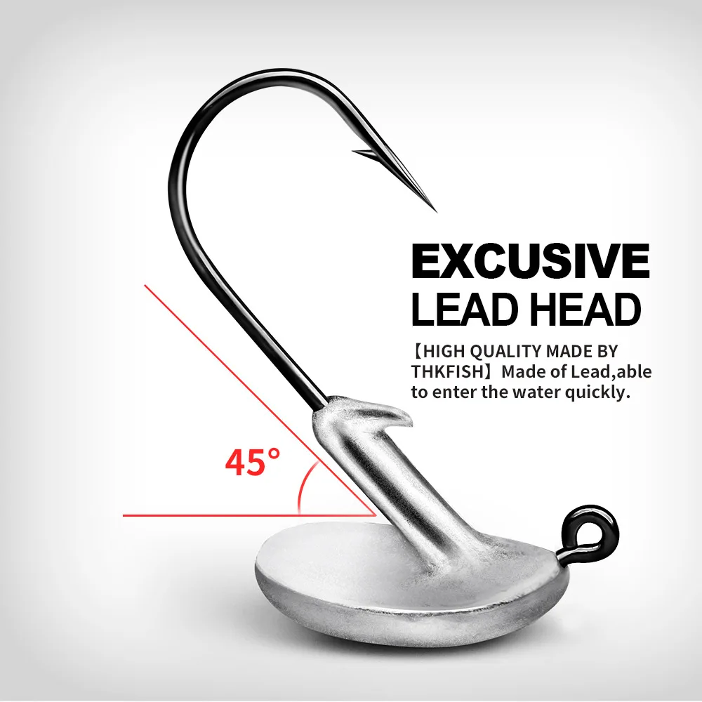 Lead Head Hook 3.5g,5g,7g,10g,14g Anti-Hanging Bottom Tumbler Hook T Tail Curled Tail Soft Bait Bottom Jumping Special Fish Hook