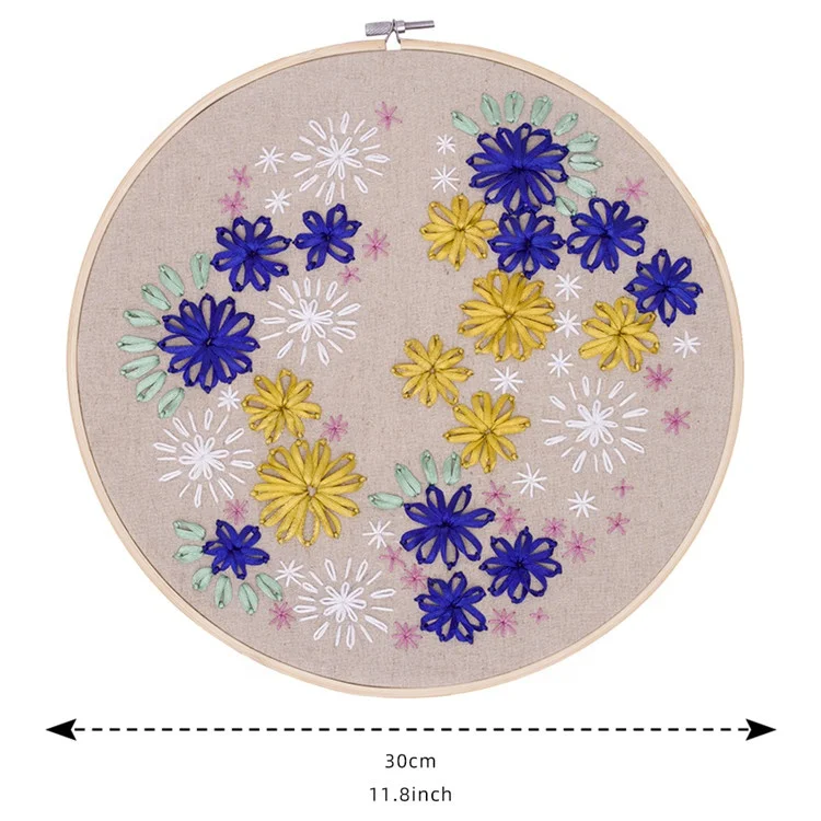 
Wholesale Creative Handmade Gift Home Decor Ribbon Daisy Embroidery Kit with Bamboo Hoop 