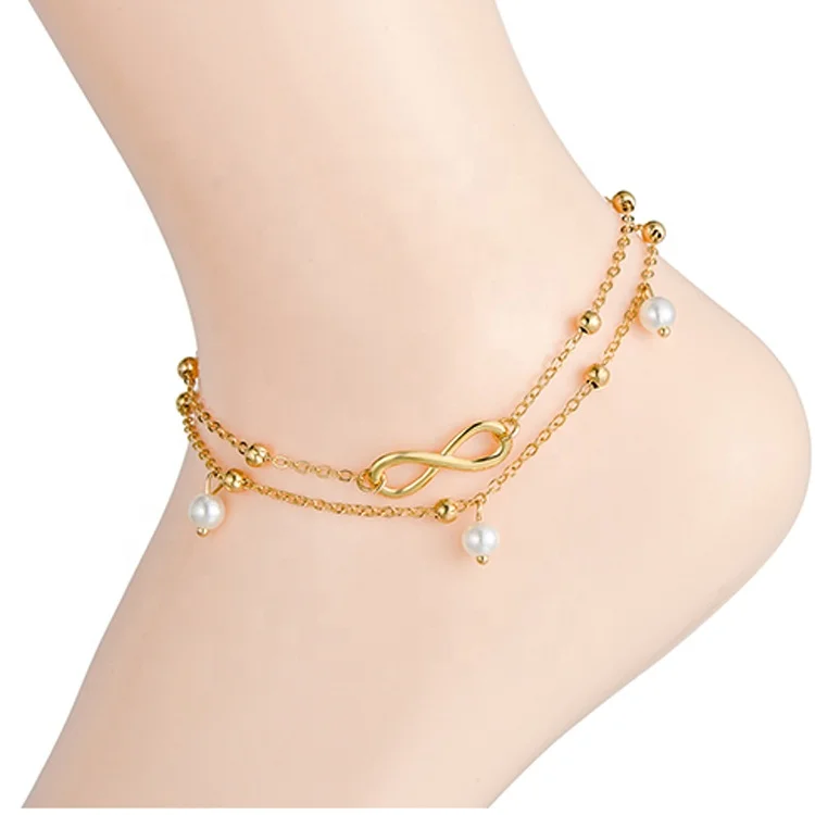 Adjustable Hot Selling Women Anklet Bracelet Luxury gold Plated Custom Ankle Bracelets Beach Layered Anklets for  Women Girl