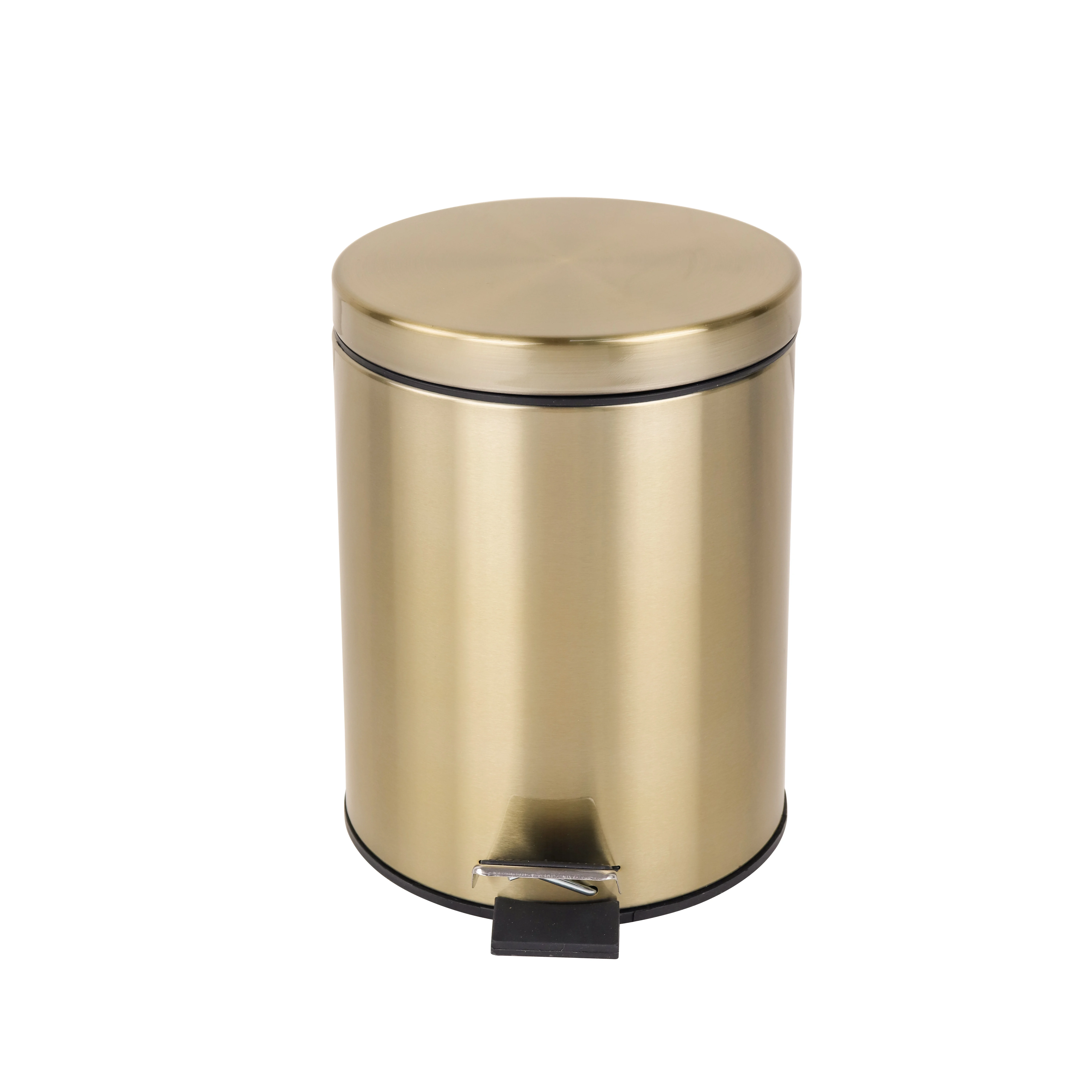 5L Brass Golden color  trash can with soft closing lid gold bathroom pedal bin