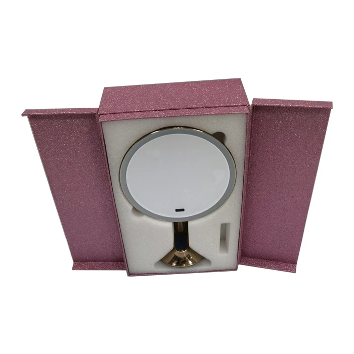 Glittering gatefold mirror gift box with EPE foam platform