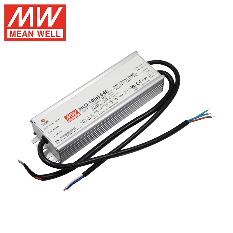 Meanwell LED Driver HLG-100H-54B 100W 54V 1.77A IP65 3 in 1 dimming function Waterproof led driver for Led Strip