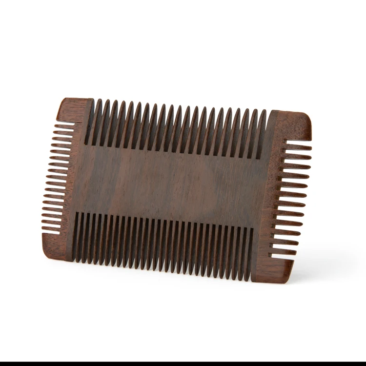 Custom logo 4 side amoora wooden beard comb for men