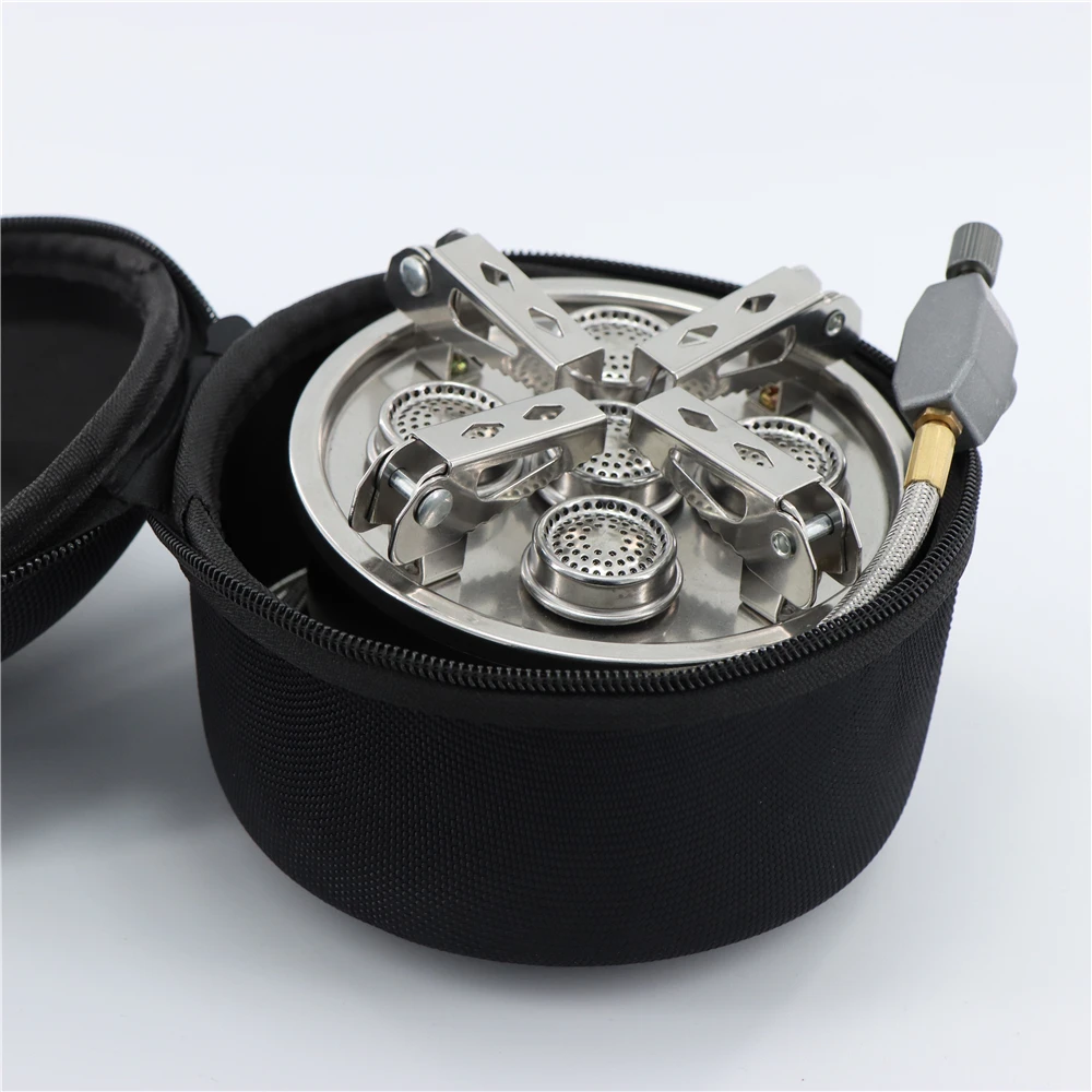 Portable Picnic Camping Stove Windproof Gas Cooking Burner with Piezo Ignition &Collapsible Stove Burner for Outdoor Backpacking