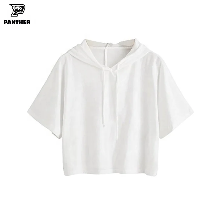  wholesale cropped top hoodie 50/50 blend cotton polyester fleece womens crop gym streetwear clothing