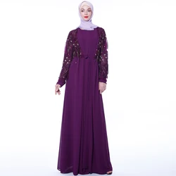 New sequined fringed cardigan Muslim long-sleeved outer wear national costume female skirt summer kimono 9715