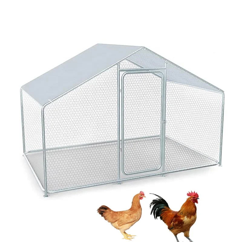 Jaalex Large Movable Metal XL Chicken Coop For 15 Chickens Back Yard Animal House With Sun Shelter