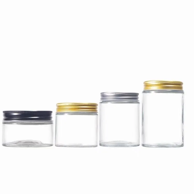 Food Grade Straight Sided 4oz 6oz 8oz 16oz Pickle Hot Sauce Glass Jelly Jam Container Jars With Metal Lid