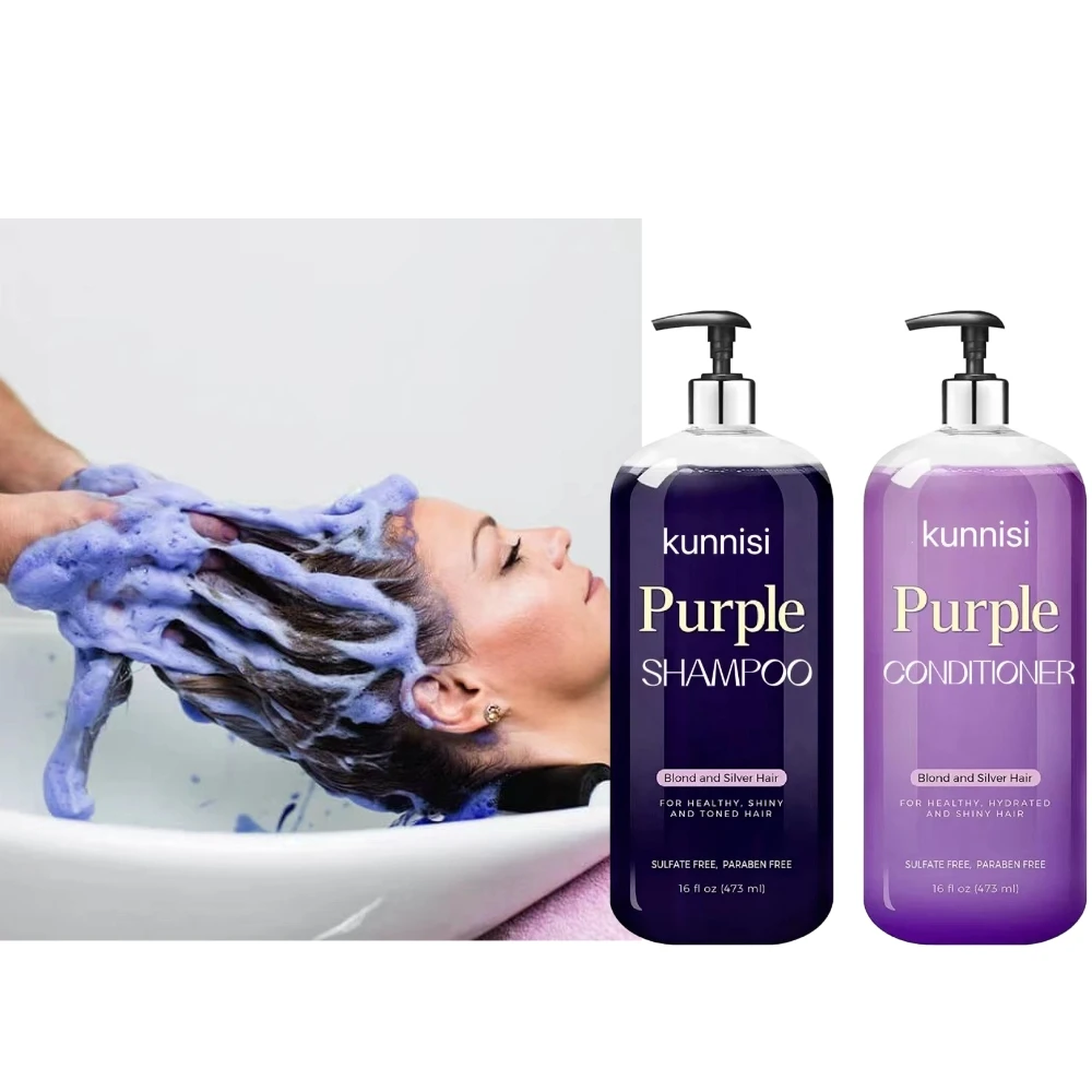 High quality nourishing anti brassy purple blue hair shampoo for silver hair fading treatment