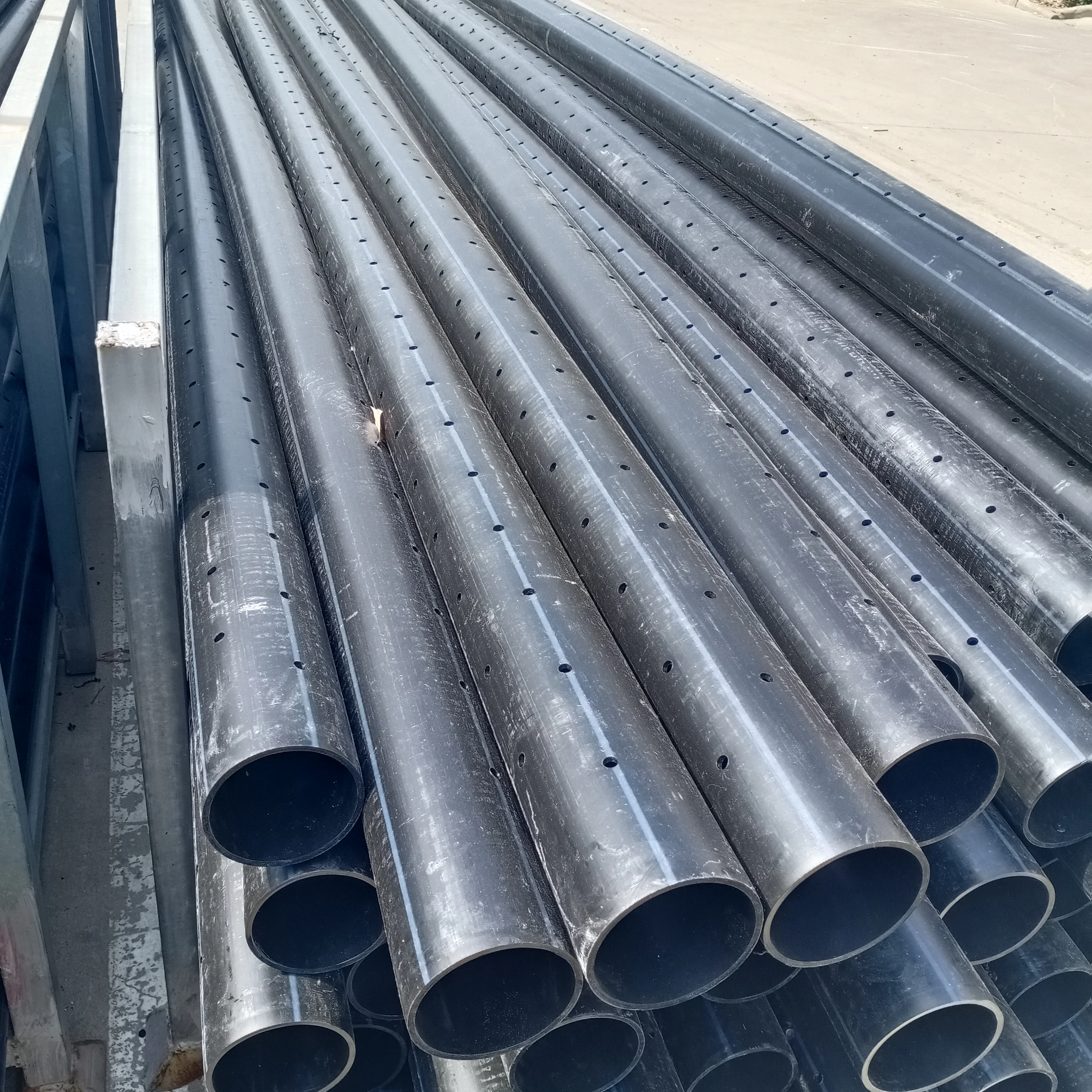 HDPE Flexible Seepage Pipe with Perforated Holes Durable Drainage Moulded PE in Sizes 90mm 110mm 125mm 140mm 160mm