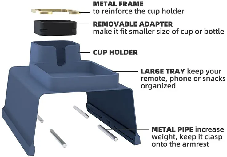 Amazon Hot Silicone Couch Sofa Non Slip Cup Bottle Holder Tray for Multifunction Pad and Arm Chair Couch Caddy