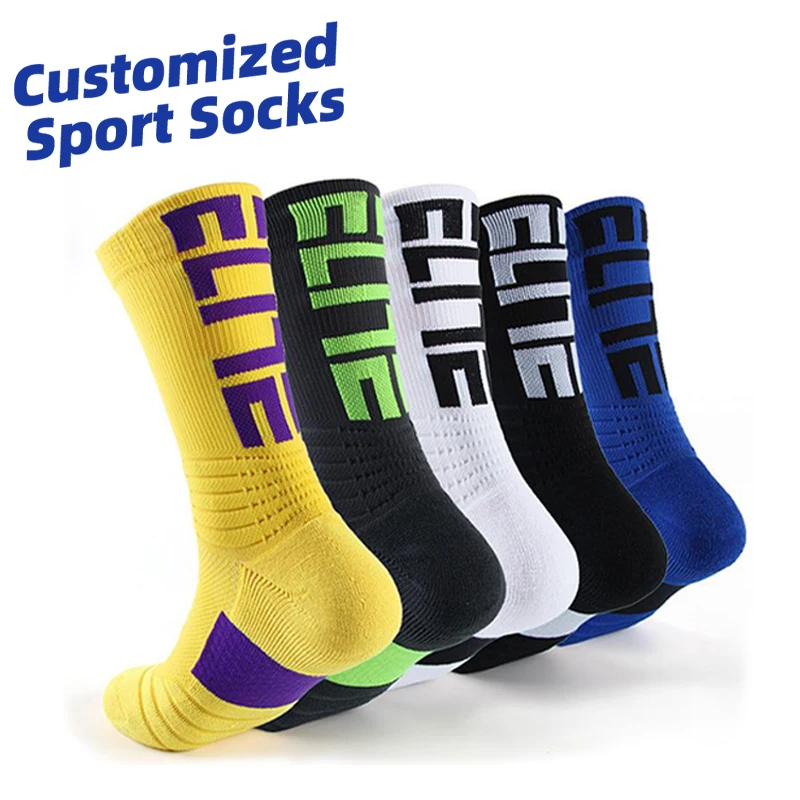 Low MOQ custom logo terry cushion athletic elite compression sport basketball baseball sock for youth men