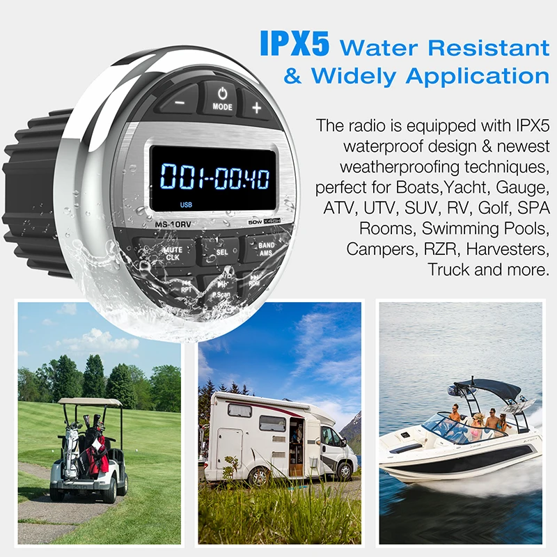 JMC MP3 Player Marine Radio FM Radio BT For Marine Golf