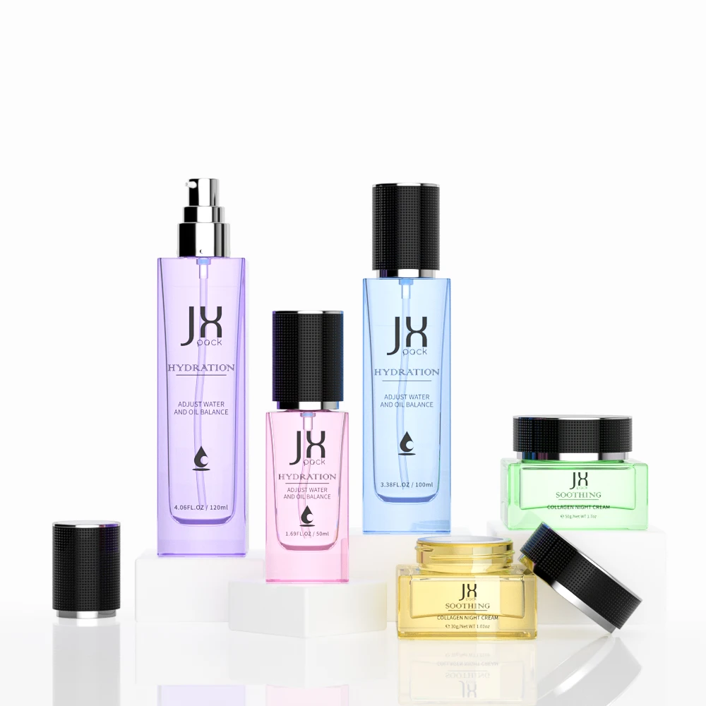 custom emballage cosmetique bio 30G 50G 50ml 100ml 120ml thick bottom square unique skincare bottle