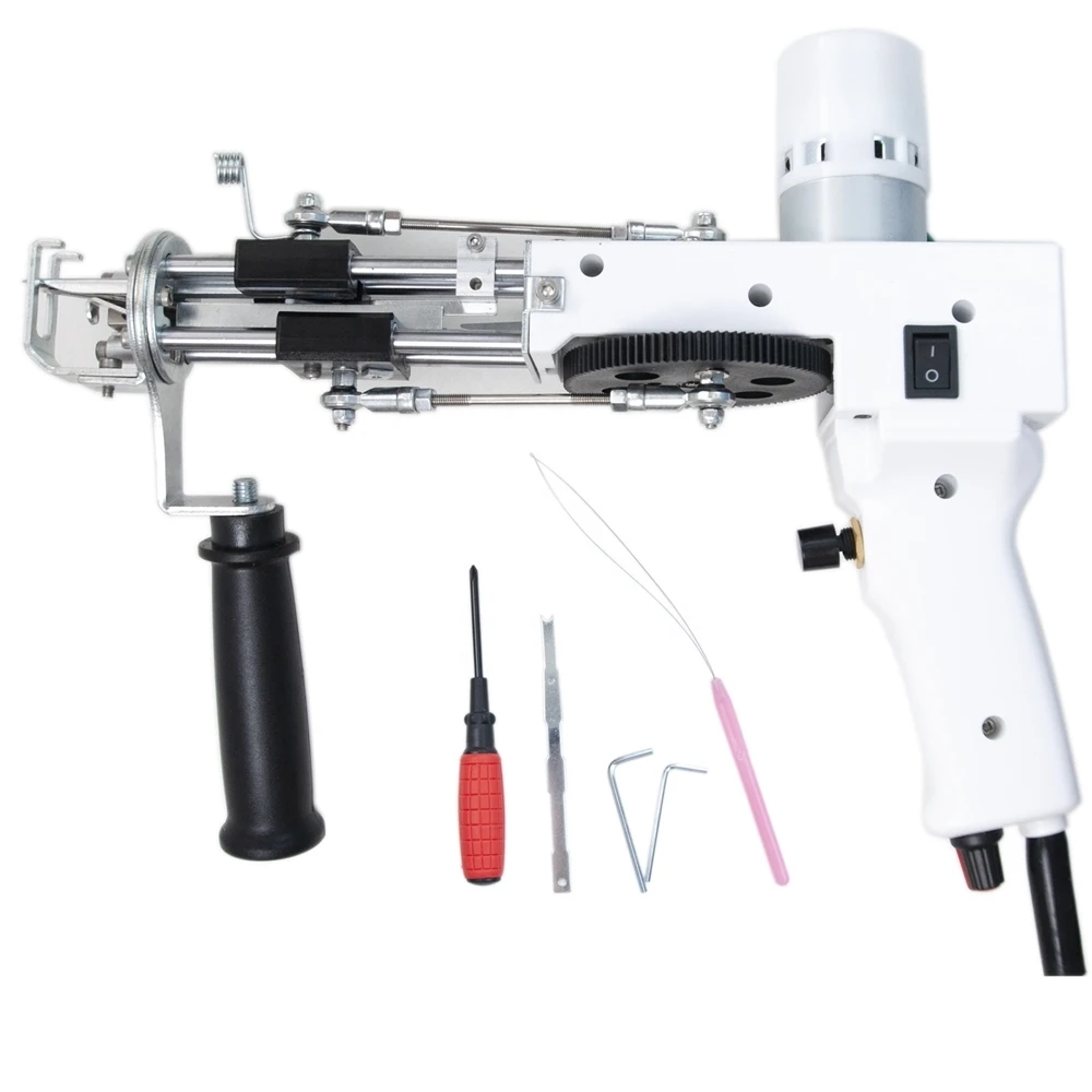 2 in 1 Tufting Gun Cut Pile and loop Pile Rug Carpet Making Machine White color with Fabric Yarns and Tools Kit