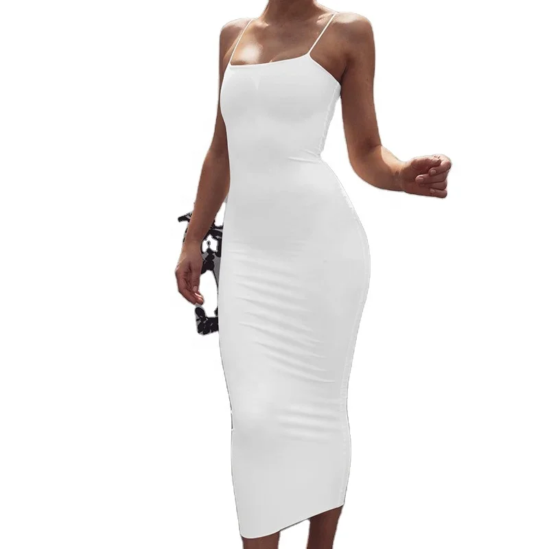 Fashion High Elasticity Club Wear Multi Color Sleeveless Slim Sling dresses women party