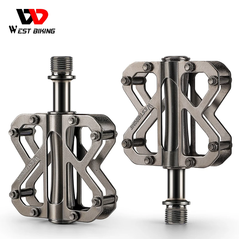 WEST BIKING High Quality Bicycle Titanium Axle Pedal Anti-Slip Ultralight Bicycle Parts Mountain Road Bike 3 Bearings Pedal