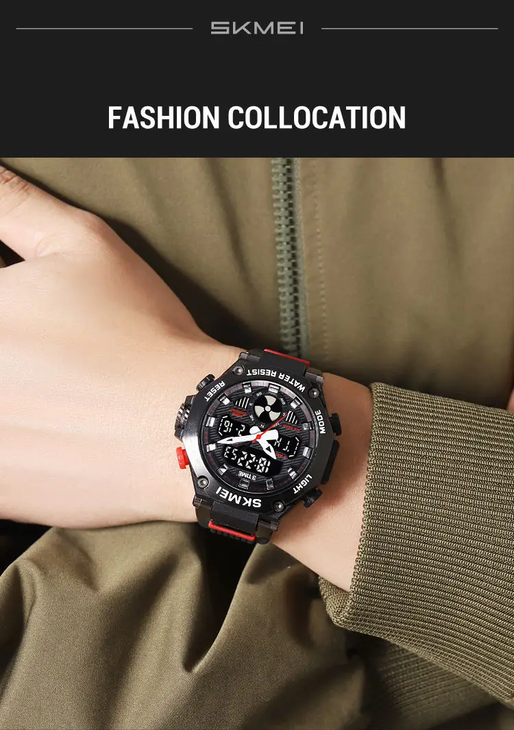 Skmei 2223 custom face  gents quartz watch stylish Silicone band double display Chronograph character business wrist watch