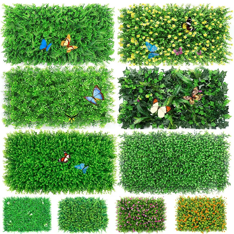 Landscaping artificial boxwood hedge green panel vertical plant wall for garden backyard home decorations