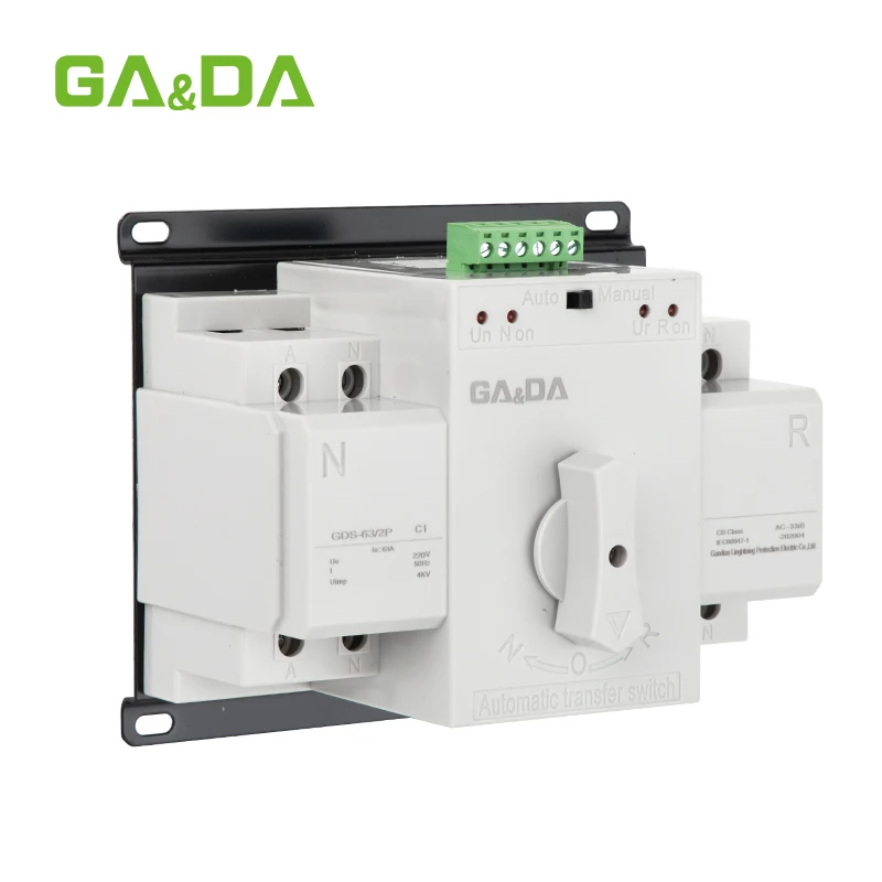 Din Rail automatic changeover switch for ac power system 230V AC Dual Power Automatic Transfer Switch