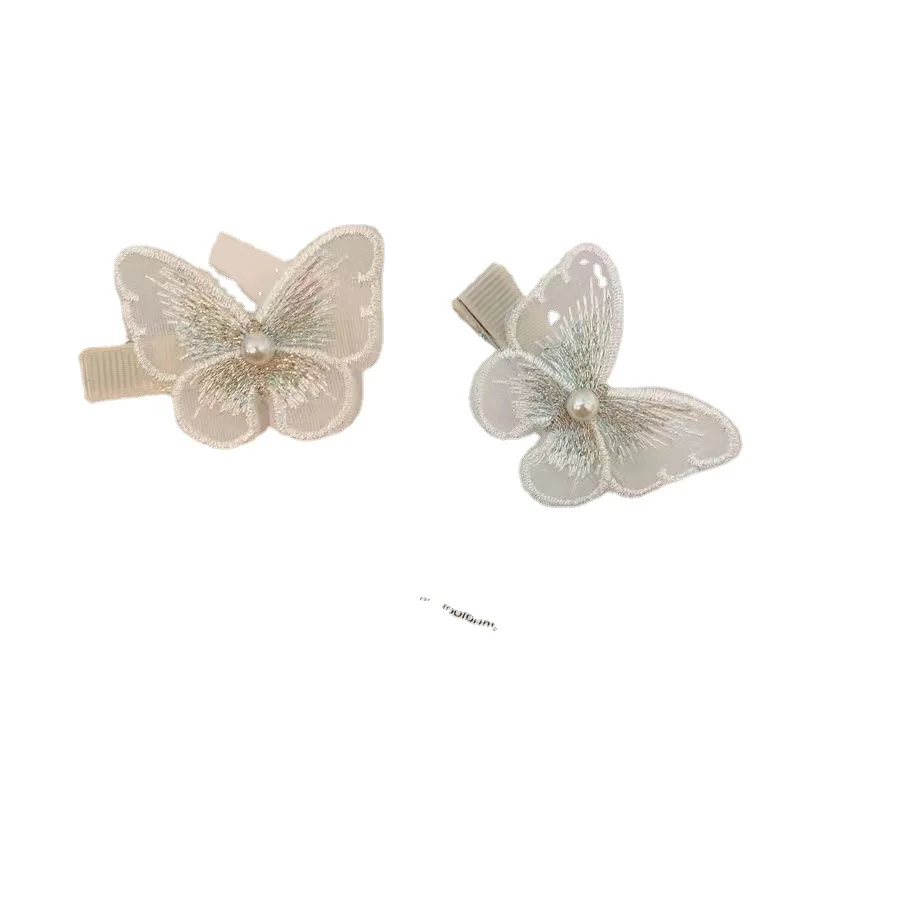 BELLEGIRL wholesale Korean style INS butterfly bow pearl Three-dimensional bow hair clips bow women duckbill bobby pins