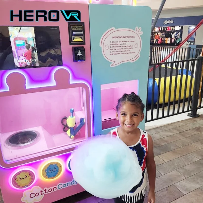 New Design Electric Automatic Making Cotton Candy Marshmallow Vending Machine For Sale