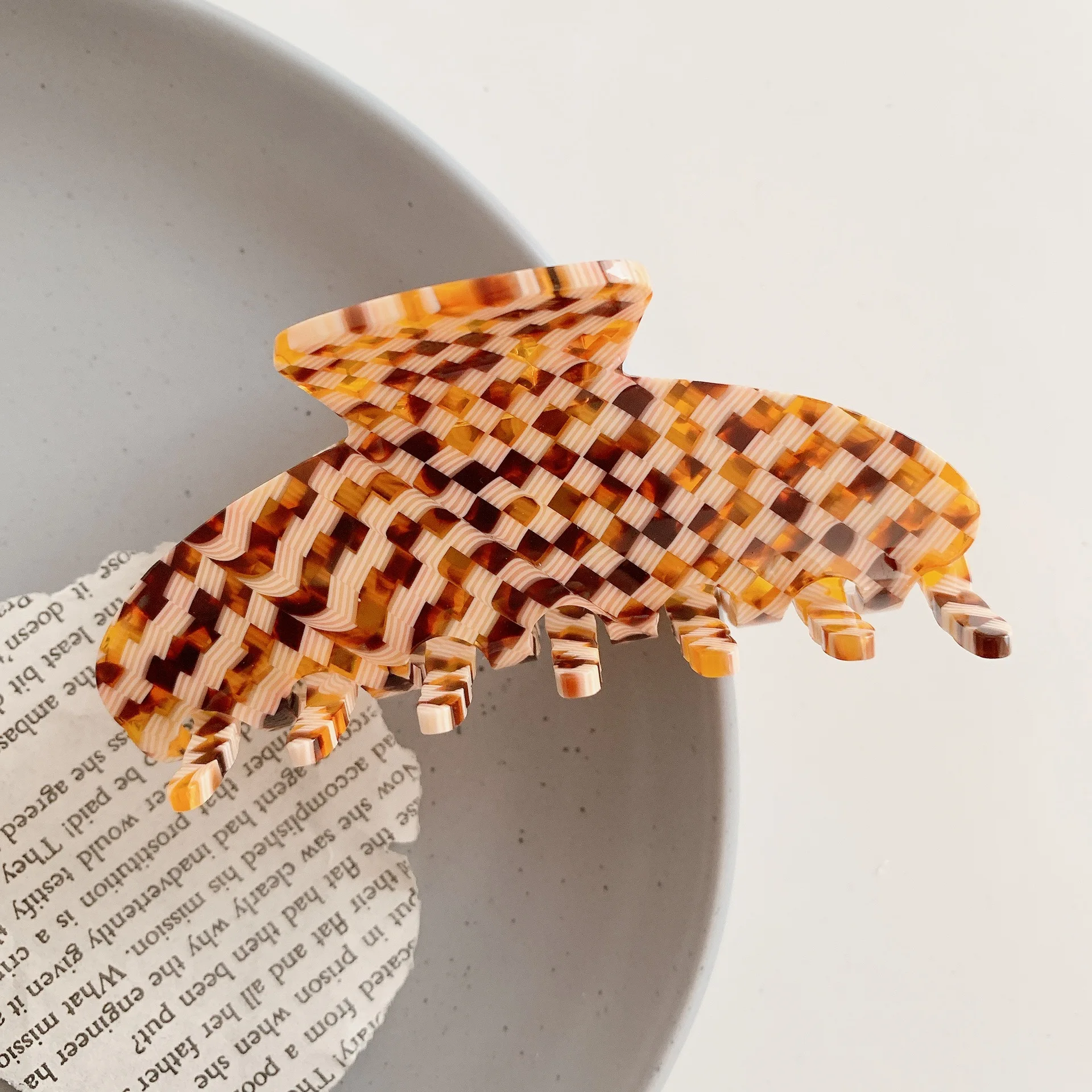 Custom 2023 spring 10cm strip hair clip claw cellulose acetate sharkhair clamps claw clip