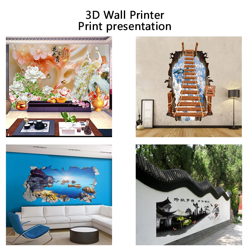 Uv Ink 3D Vertical Wall Printing Machine For Building Decoration Wallpen Printer.