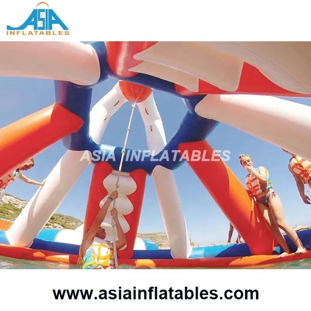 Biggest Floating Aqua Park Playground / Inflatable Water Air Obstacle Course For Business Rental