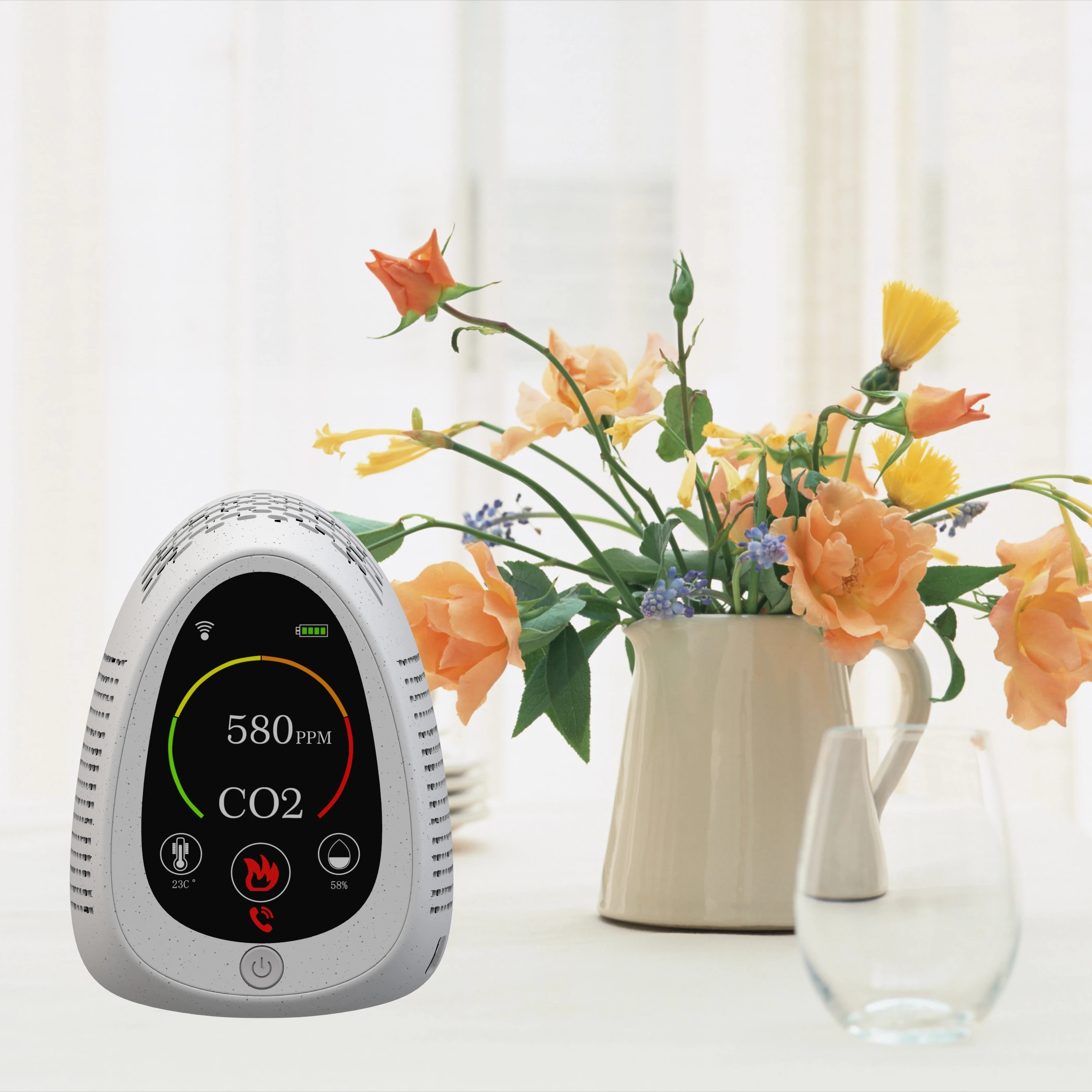 Combo  Infrared  CO2 detector and Fire smoke alarm monitor NDIR co2 sensors detector carbon dioxide meter air quality sensor