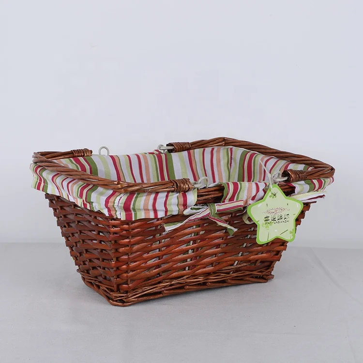 Full wicker artificial flower baskets willow storage baskets with lining fabulous containers for home deco
